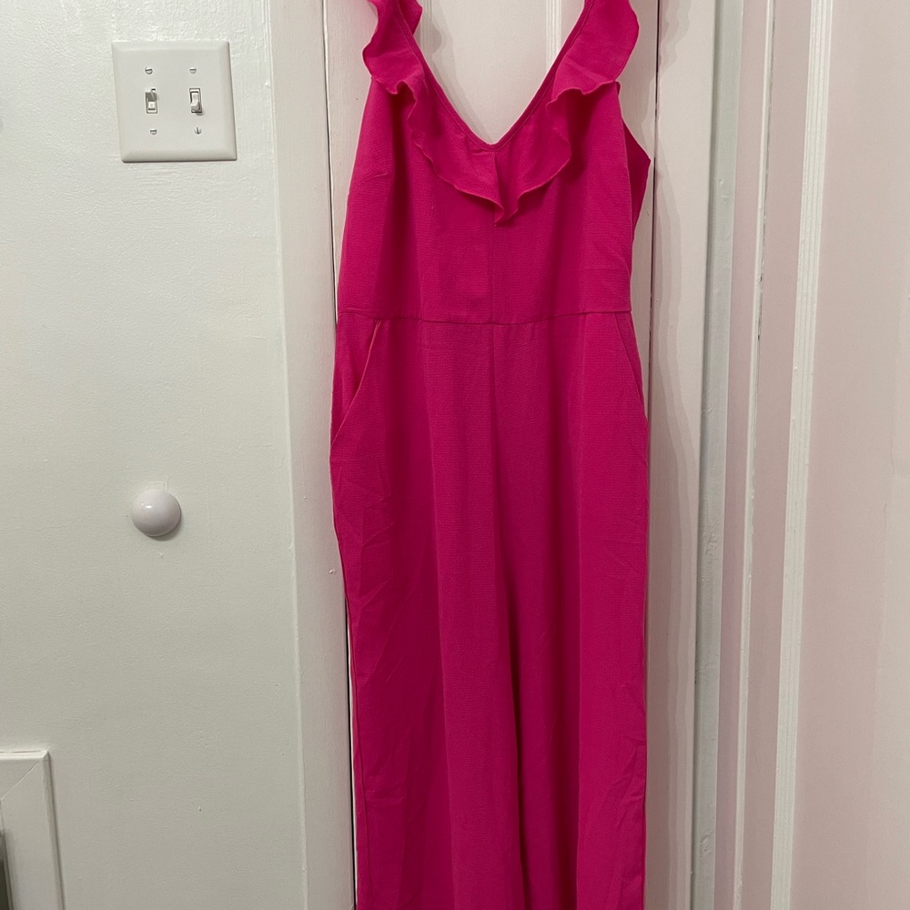 New Look Pink Ruffle Jumpsuit - Picture 5 of 8